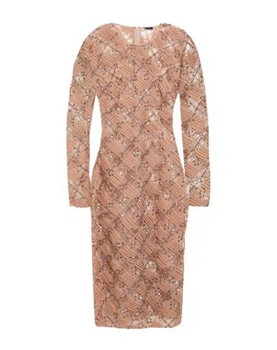 Elisabetta Franchi Woman Midi Dress Blush Size 2 Polyamide, Plastic In Pink