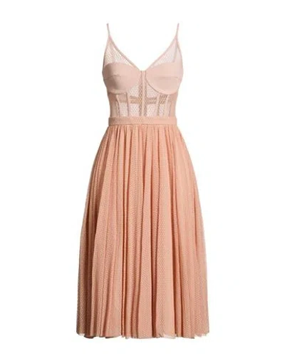 Elisabetta Franchi Woman Midi Dress Blush Size 4 Polyamide, Elastane In Multi