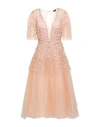 Elisabetta Franchi Woman Midi Dress Blush Size 4 Polyamide, Polyester In Neutral