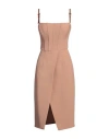 Elisabetta Franchi Woman Midi Dress Camel Size 4 Wool, Viscose, Silk, Synthetic Fibers In Pink