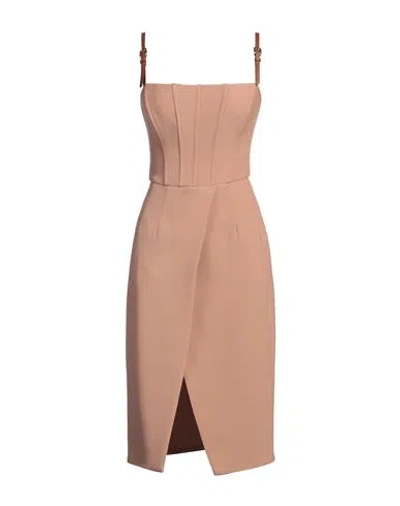 ELISABETTA FRANCHI ELISABETTA FRANCHI WOMAN MIDI DRESS BLUSH SIZE 4 WOOL, VISCOSE, SILK, SYNTHETIC FIBERS