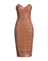Elisabetta Franchi Woman Midi Dress Camel Size 6 Polyester, Polyurethane In Pink