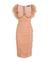Elisabetta Franchi Woman Midi Dress Blush Size 8 Polyamide, Elastane In Brown