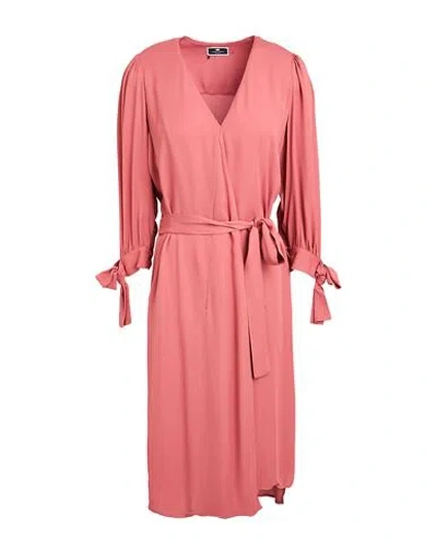 Elisabetta Franchi Woman Midi Dress Brick Size 10 Viscose In Red