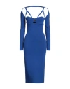 Elisabetta Franchi Woman Midi Dress Bright Blue Size 4 Viscose, Polyester, Polyamide, Elastane In Blue