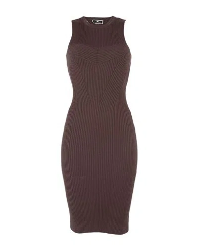 Elisabetta Franchi Woman Midi Dress Brown Size 4 Viscose, Polyester