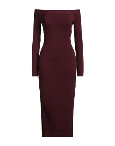 Elisabetta Franchi Woman Midi Dress Burgundy Size 6 Viscose, Polyester In Red