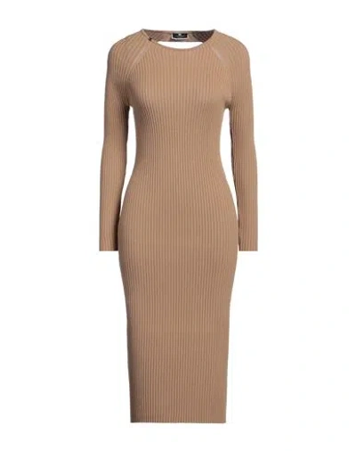 Elisabetta Franchi Woman Midi Dress Camel Size 10 Viscose, Polyester