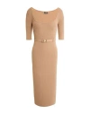 Elisabetta Franchi Woman Midi Dress Camel Size 12 Viscose, Polyester In Brown