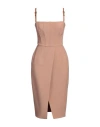 Elisabetta Franchi Woman Midi Dress Camel Size 4 Wool, Viscose, Silk, Synthetic Fibers In Pink