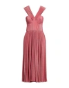 Elisabetta Franchi Woman Midi Dress Coral Size 6 Viscose, Polyester, Polyamide, Elastane In Red