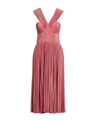 Elisabetta Franchi Woman Midi Dress Coral Size 6 Viscose, Polyester, Polyamide, Elastane In Red