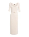 Elisabetta Franchi Woman Midi Dress Cream Size 12 Viscose, Polyester In Neutral