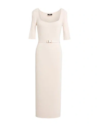 Elisabetta Franchi Woman Midi Dress Cream Size 12 Viscose, Polyester In Neutral