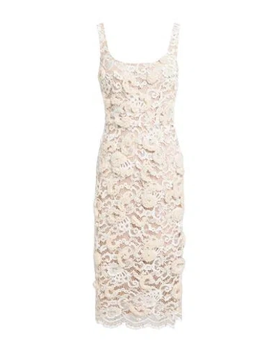 Elisabetta Franchi Woman Midi Dress Cream Size 4 Cotton, Polyamide In Neutral