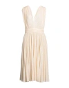 Elisabetta Franchi Woman Midi Dress Beige Size 6 Polyester In White