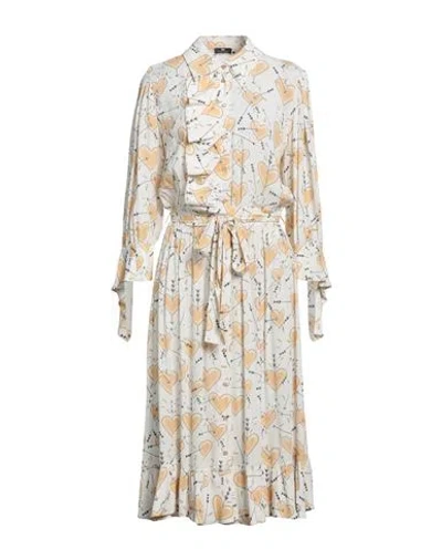 Elisabetta Franchi Woman Midi Dress Cream Size 4 Viscose In White