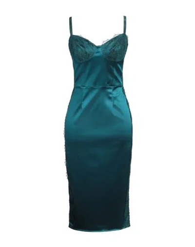 Elisabetta Franchi Woman Midi Dress Dark Green Size 8 Acetate, Polyamide, Elastane, Viscose In Green