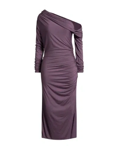 Elisabetta Franchi Woman Midi Dress Dark Purple Size 8 Modal, Elastane