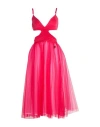 Elisabetta Franchi Woman Midi Dress Fuchsia Size 4 Cupro, Elastane, Polyamide In Pink