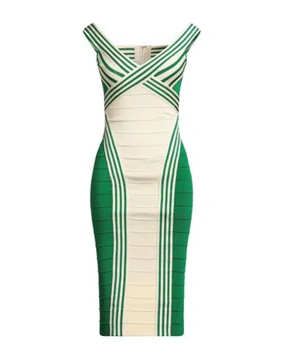 ELISABETTA FRANCHI ELISABETTA FRANCHI WOMAN MIDI DRESS GREEN SIZE 6 VISCOSE, POLYAMIDE