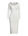Elisabetta Franchi Woman Midi Dress Ivory Size 4 Viscose, Polyamide, Elastane In White
