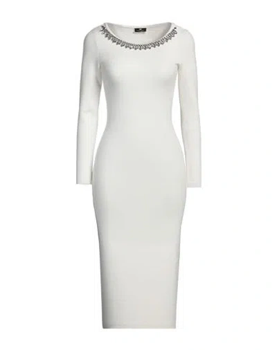 Elisabetta Franchi Woman Midi Dress Ivory Size 4 Viscose, Polyamide, Elastane In White