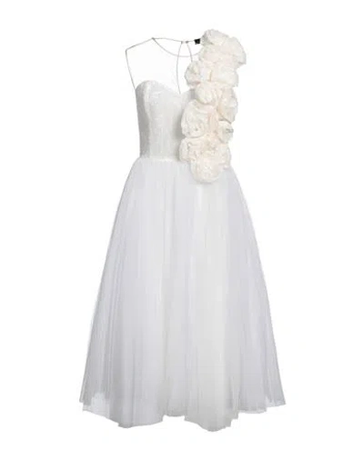 Elisabetta Franchi Woman Midi Dress Ivory Size 6 Viscose, Silk, Polyamide In White