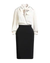 Elisabetta Franchi Viscose Blend Midi Dress With Detachable Skirt In White