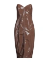 Elisabetta Franchi Woman Midi Dress Light Brown Size 12 Polyester, Polyurethane In Beige