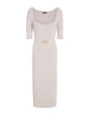 Elisabetta Franchi Woman Midi Dress Light Grey Size 12 Viscose, Polyester