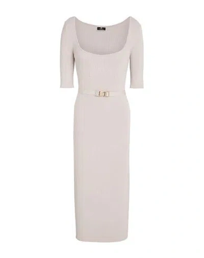 Elisabetta Franchi Woman Midi Dress Light Grey Size 12 Viscose, Polyester