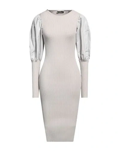 Elisabetta Franchi Woman Midi Dress Light Grey Size 6 Viscose, Polyester