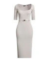 Elisabetta Franchi Woman Midi Dress Light Grey Size 8 Viscose, Polyester