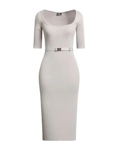 Elisabetta Franchi Woman Midi Dress Light Grey Size 8 Viscose, Polyester
