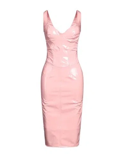 Elisabetta Franchi Woman Midi Dress Light Pink Size 4 Polyester, Polyurethane, Polyurethane Coated
