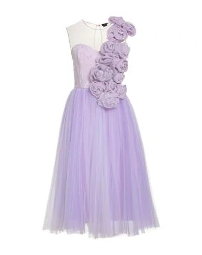 Elisabetta Franchi Woman Midi Dress Lilac Size 4 Viscose, Silk, Polyamide In Purple