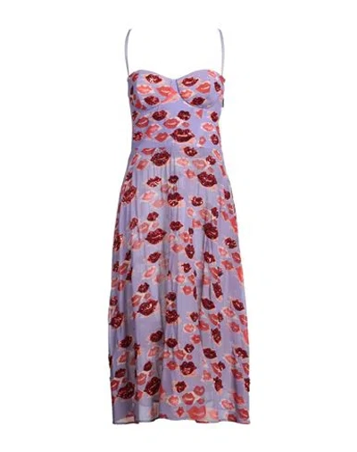 Elisabetta Franchi Woman Midi Dress Lilac Size 6 Polyester, Polyamide, Elastane In Multi