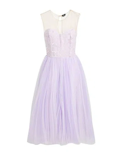 Elisabetta Franchi Woman Midi Dress Lilac Size 6 Viscose, Silk, Polyamide In Purple