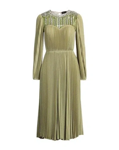 Elisabetta Franchi Woman Midi Dress Sage Green Size 4 Viscose, Polyester, Polyamide, Elastane
