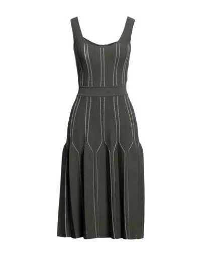 ELISABETTA FRANCHI ELISABETTA FRANCHI WOMAN MIDI DRESS MILITARY GREEN SIZE 4 POLYAMIDE, VISCOSE, POLYESTER