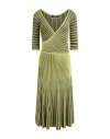 Elisabetta Franchi Woman Midi Dress Lime Green Size 10 Viscose, Polyamide In Green