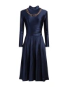Elisabetta Franchi Woman Midi Dress Navy Size 2 Polyamide, Elastane, Metal In Navy