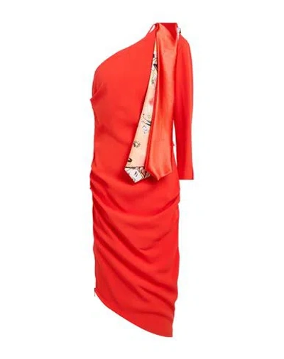 Elisabetta Franchi Woman Midi Dress Orange Size 10 Viscose, Acetate, Elastane