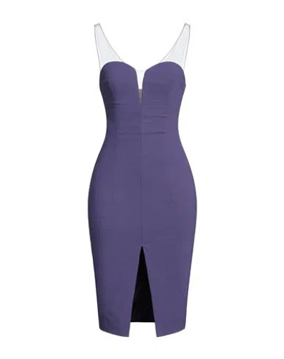 Elisabetta Franchi Woman Midi Dress Purple Size 8 Polyamide, Elastane