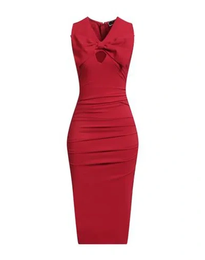 Elisabetta Franchi Woman Midi Dress Red Size 2 Polyester, Elastane