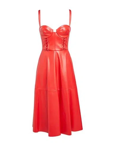 Elisabetta Franchi Woman Midi Dress Red Size 2 Polyester, Polyurethane