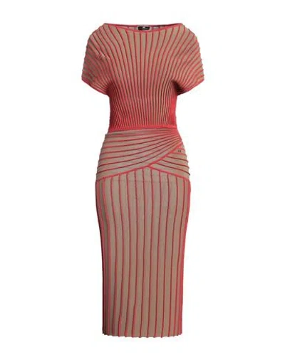 Elisabetta Franchi Woman Midi Dress Red Size 4 Viscose, Polyamide