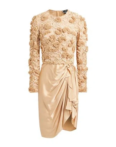 Elisabetta Franchi Woman Midi Dress Sand Size 4 Silk In Neutral