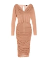 Elisabetta Franchi Woman Midi Dress Sand Size 6 Cotton, Elastane